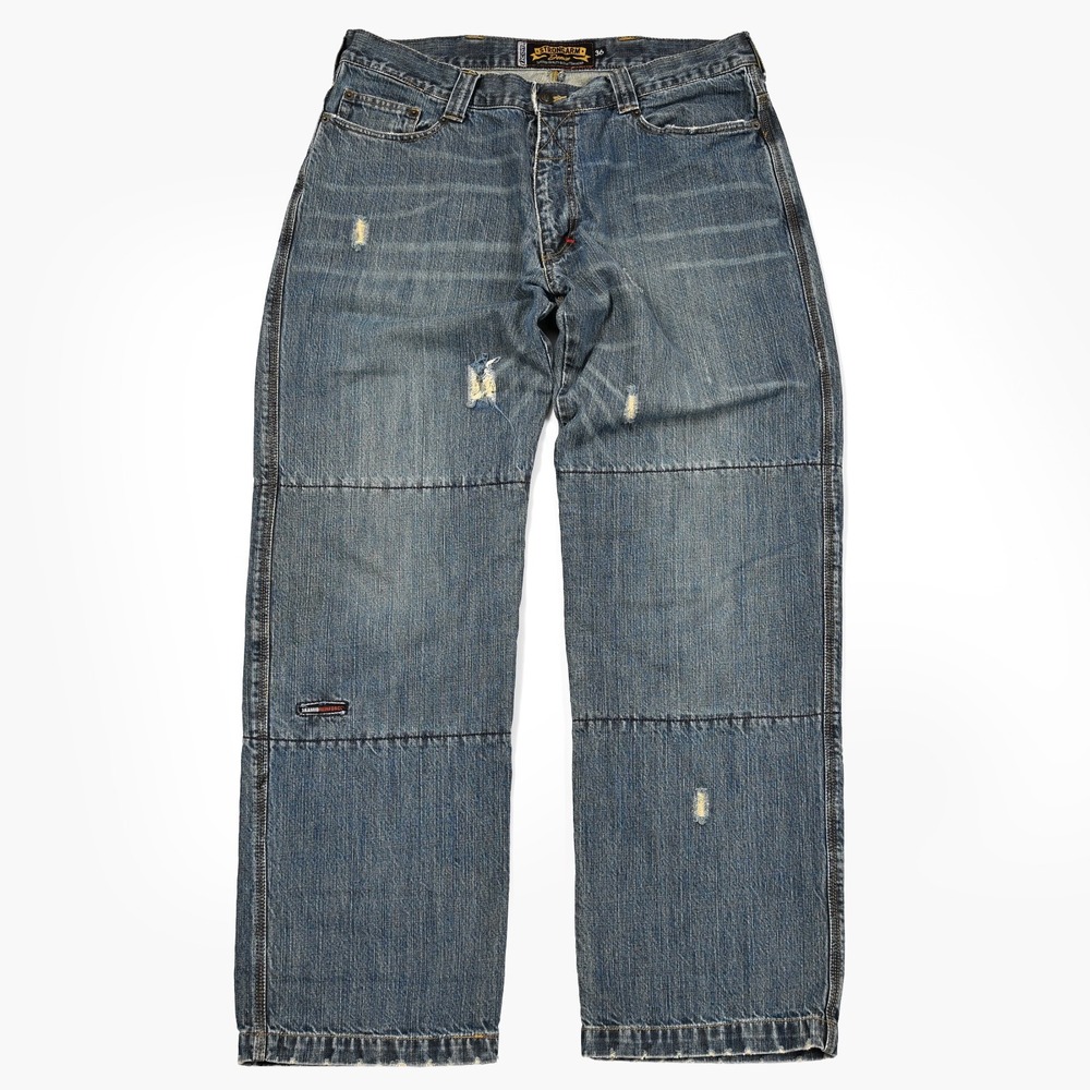 Icon Strongman Men's‎ 36X32 Straight Relaxed Motorcycle Jeans Embroidered Denim
